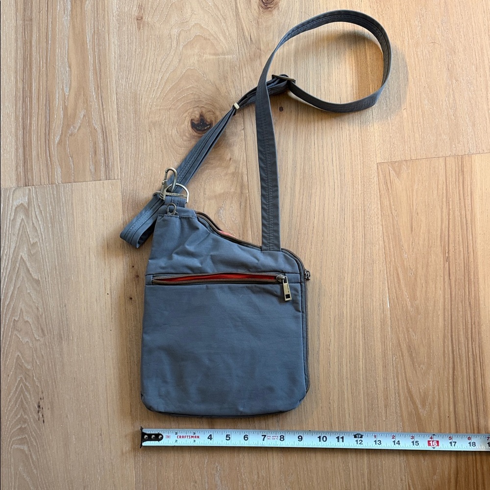 Travel on Crossbody Shoulder Bag - Gray w/coral interior